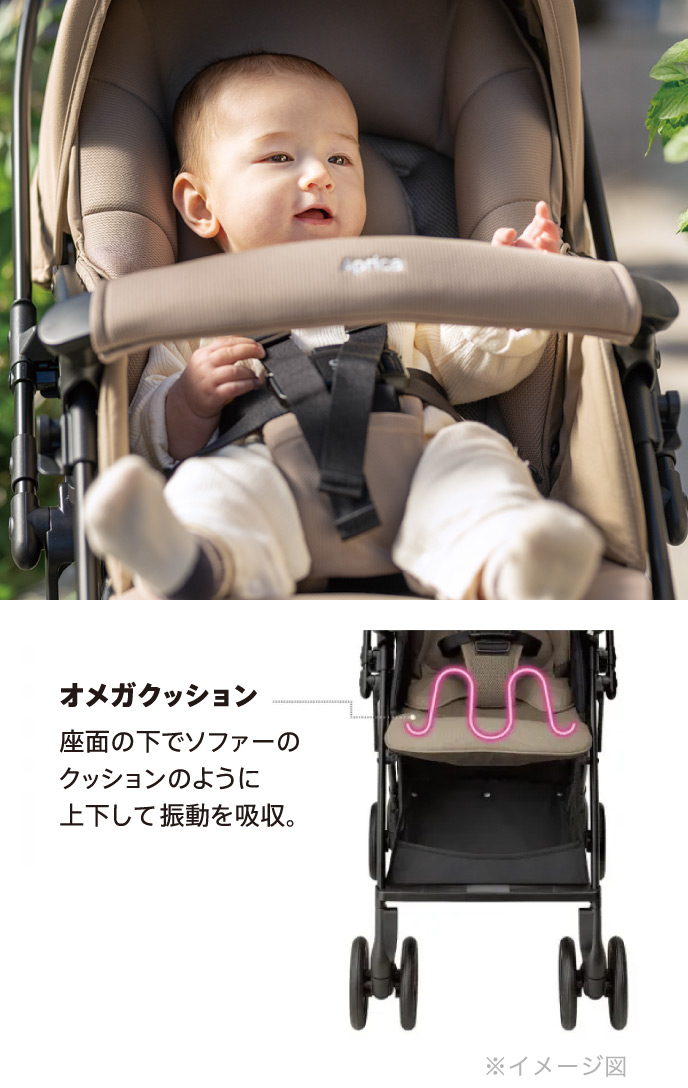 オメガクッション 座面の下でソファーのクッションのように上下して振動を吸収