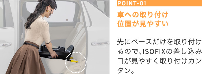 POINT 01 車への取り付け位置が見やすい