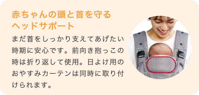 赤ちゃんの頭と首を守るヘッドサポート